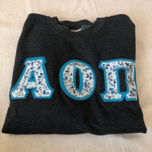 Alpha Omicron Pi Stitched Letters Sweatshirt (aoii) - Picture 2 of 5